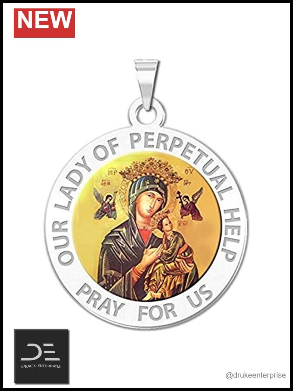 Religious Medal Pendant Silver 3/4 Inch Catholic Jewelry